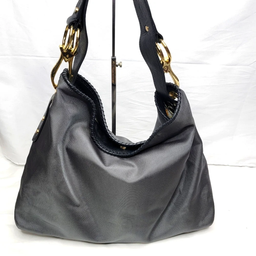 JPK Paris 75 Handbag Nylon Hobo Bucket Bag Gray P5‎